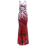 Robe longue à imprimé dégradé avec col bénitier et anneau en O 