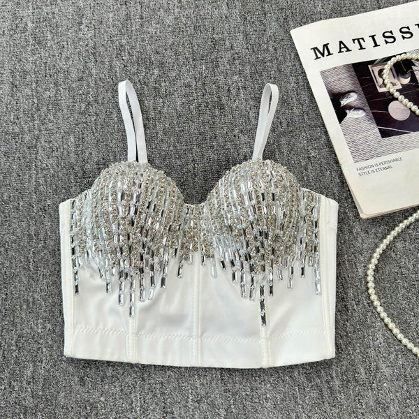 Haut camisole dos nu à boutons et col en V 