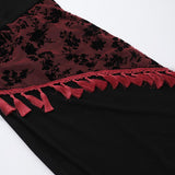 Vestido midi camisola sin espalda con borlas y estampado de encaje con cuello en U 