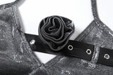 Top sin espalda con apliques florales y cuello halter con lazo 