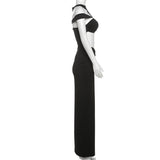 Ruched hollow out crewneck solid maxi dress