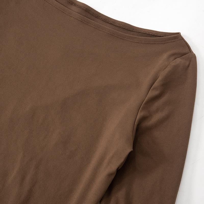 Long sleeve round neck solid mini dress