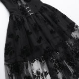 Robe midi à volants, smockée, boutonnée, ruban, imprimé fleuri 
