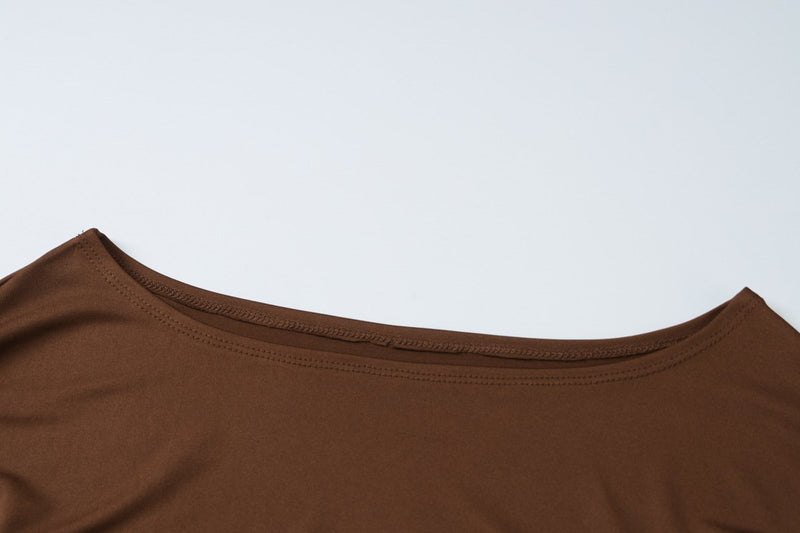 Conjunto de pantalón liso de tiro medio y manga larga irregular 