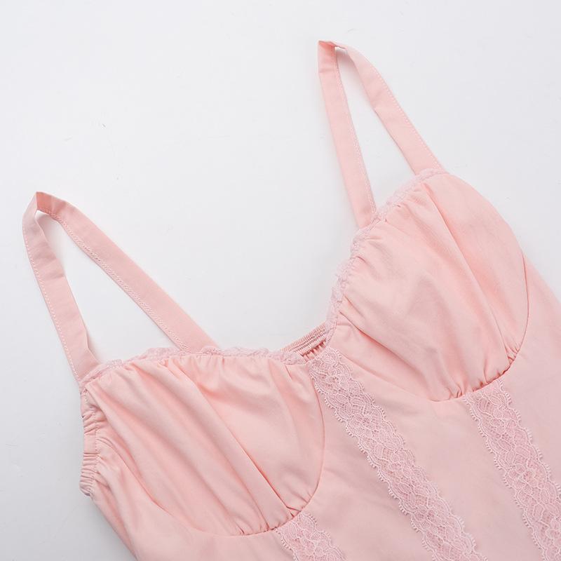 Vestido mini de tirantes finos con escote en V y fruncido fruncido 