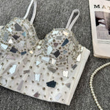 Haut camisole dos nu à boutons et col en V 