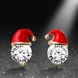 Pendientes con decoración de gorro de Papá Noel con diamantes de imitación