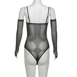 Body corset à boutons creux en maille avec gants 