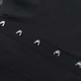 Haut caraco uni à boutons et col en V avec ourlet en dentelle 