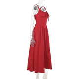 Square neck ruched smocked tank maxi dress