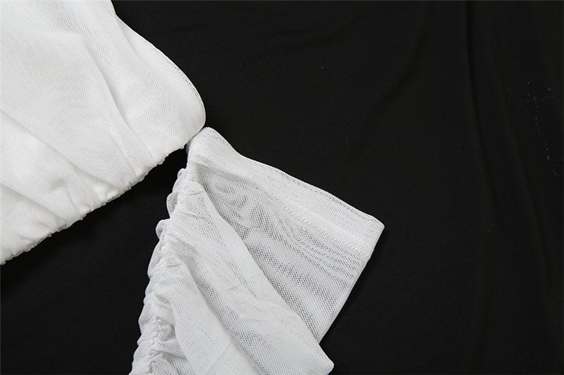Vestido mini liso de manga larga fruncido con hombros descubiertos 