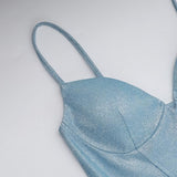 Robe longue camisole dos nu rembourrée à col en V et fente haute 