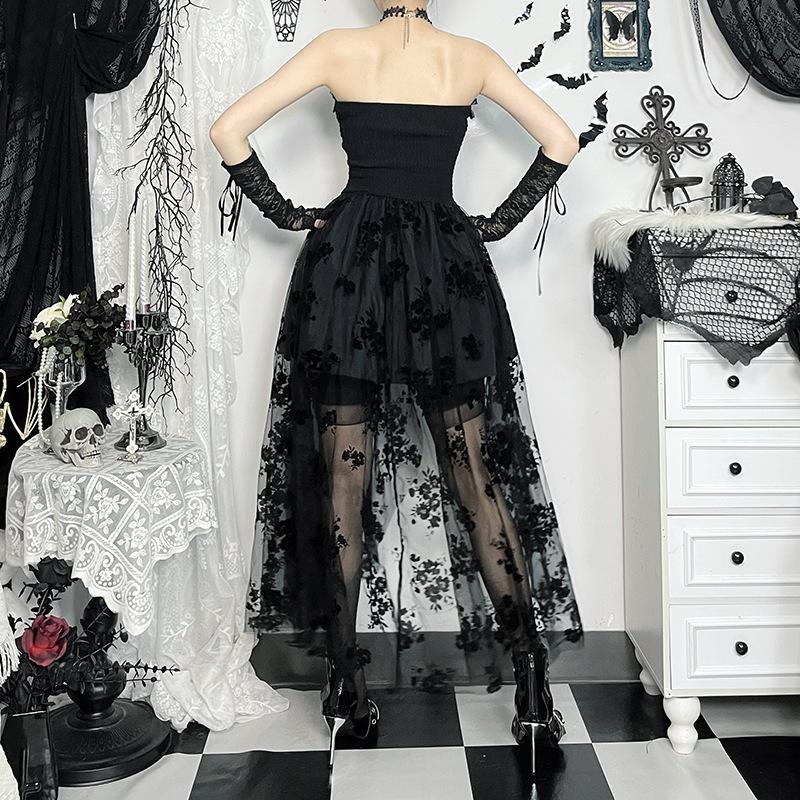 Robe midi à volants, smockée, boutonnée, ruban, imprimé fleuri 