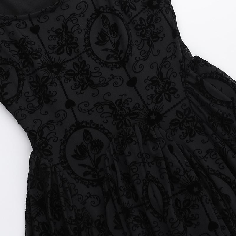 Mini-robe imprimée à ourlet en dentelle et col carré froncé 