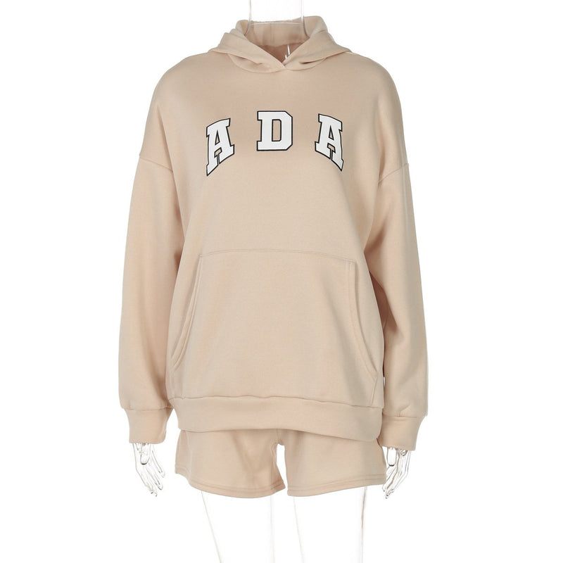Long sleeve hoodie "ADA"pattern pocket pant set