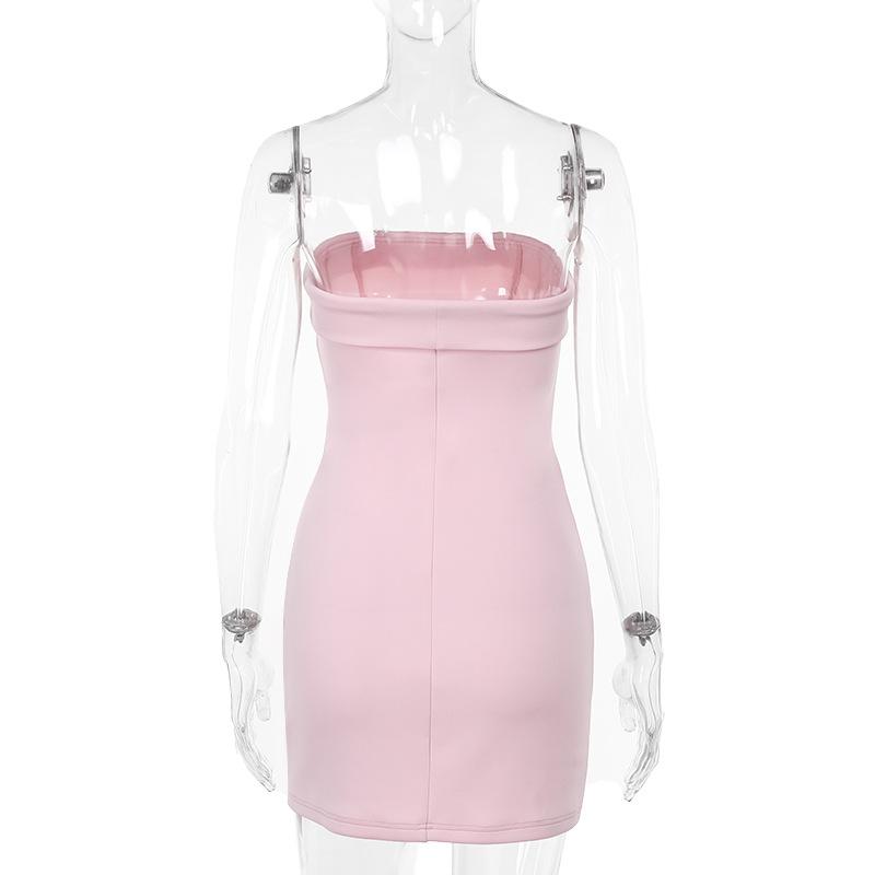 Pink corset backless tube mini dress