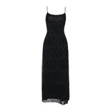 Vestido largo camisola liso con escote en U, estampado cruzado y espalda descubierta 
