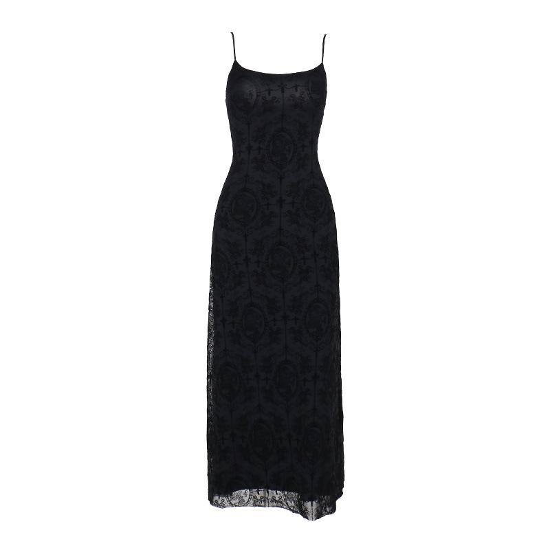 Vestido largo camisola liso con escote en U, estampado cruzado y espalda descubierta 