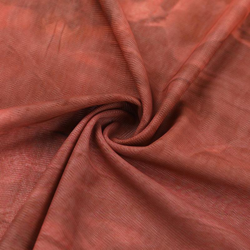 Haut sans manches à col ras du cou en maille transparente et imprimé perles 