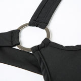 Body uni irrégulier à boutons creux en O 