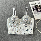 Haut camisole dos nu à boutons et col en V 
