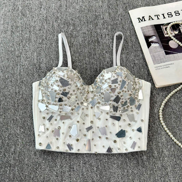 Haut camisole dos nu à boutons et col en V 