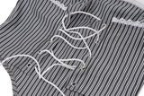 Haut tube rayé à lacets avec col en cœur et ourlet en dentelle 
