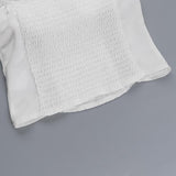 Lace hem off shoulder ruched smocked top