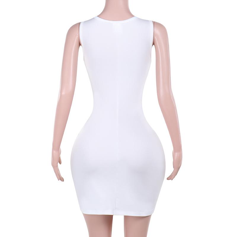 Ruched drawstring crewneck fishnet mini dress