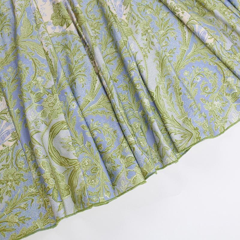 Robe longue camisole contrastée à imprimé floral et col en U 