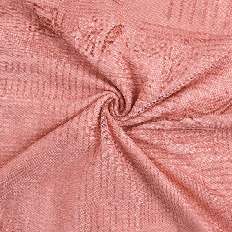 Vestido midi estampado con escote cuadrado y dobladillo de encaje y manga larga 