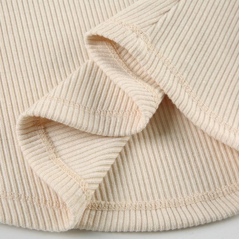 Round neck long sleeve lace ribbed solid top