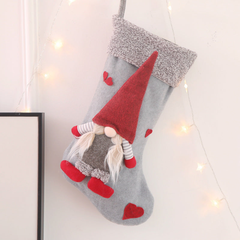 Fluffy no face doll applique socks decor