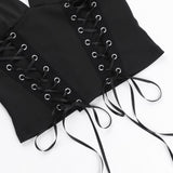 Haut uni dos nu à lacets et col en V avec lien à nouer 
