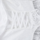 Haut caraco corset à lacets avec ourlet en dentelle et épaules dénudées 