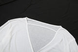 Long sleeve ruched button hollow out 2 piece top