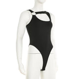 Body uni irrégulier à boutons creux en O 