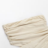 Ruched irregular hollow out solid tube maxi dress