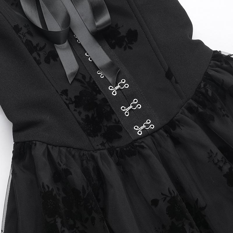 Robe midi à volants, smockée, boutonnée, ruban, imprimé fleuri 
