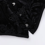 Top estampado sin espalda, calado y con botones halter 
