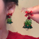 Boucles d'oreilles pendantes en forme de nœud papillon, décoration de sapin de Noël