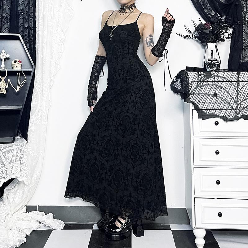 Vestido largo camisola liso con escote en U, estampado cruzado y espalda descubierta 