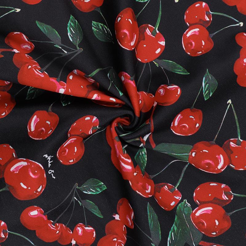 Minivestido sin espalda con estampado de cerezas y cuello en V 