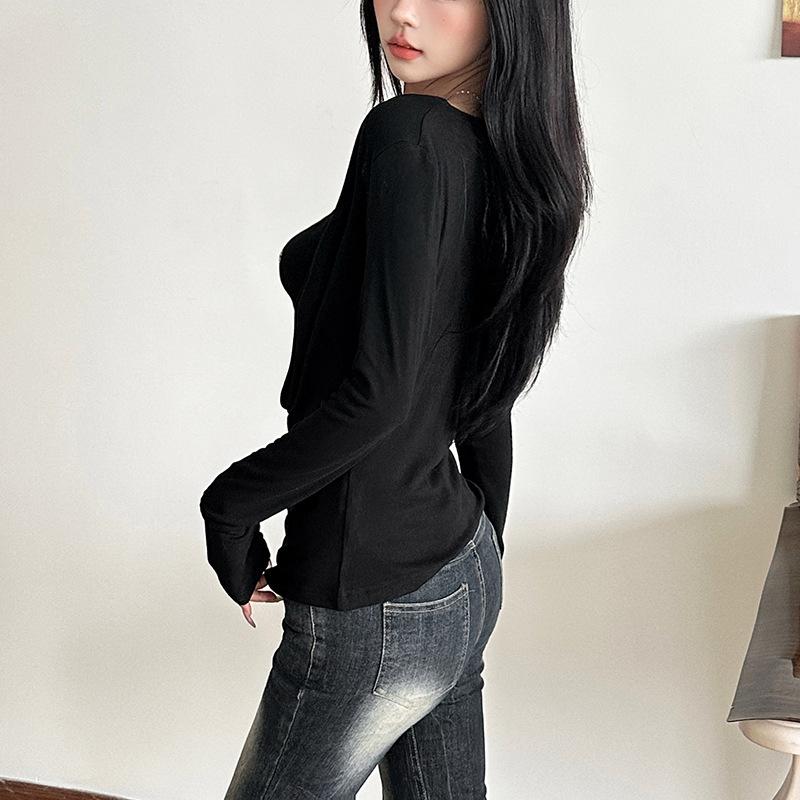 Top de dos piezas liso con apliques de estrellas y manga larga 