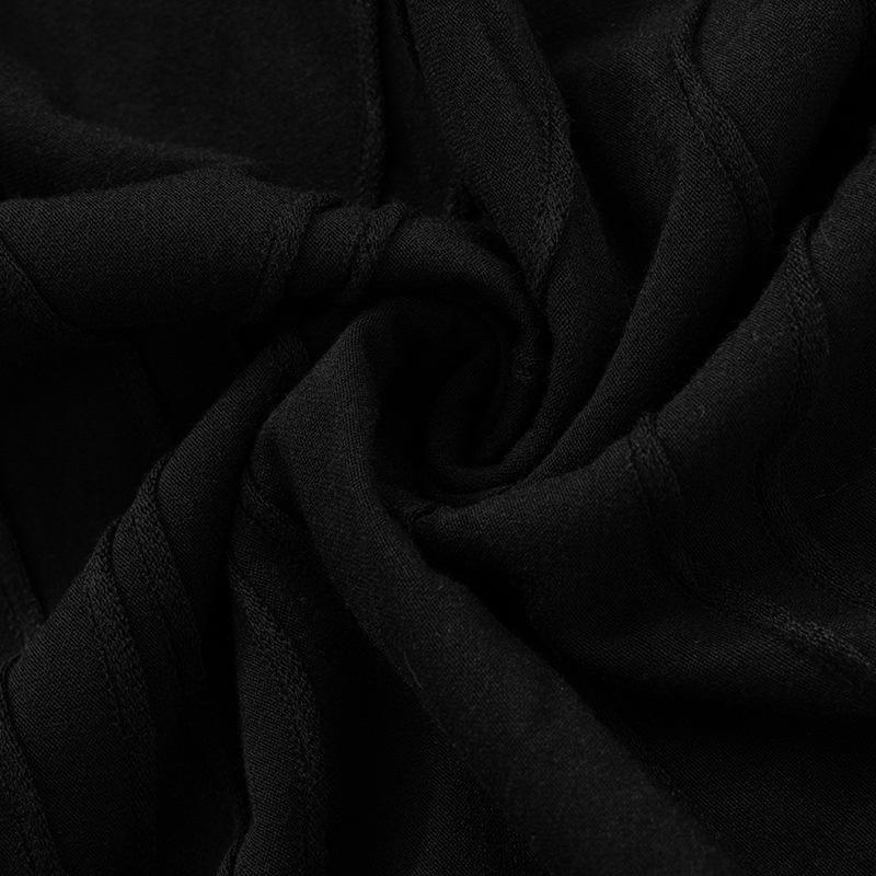 Vestido mini liso con cuello redondo y textura de manga larga 