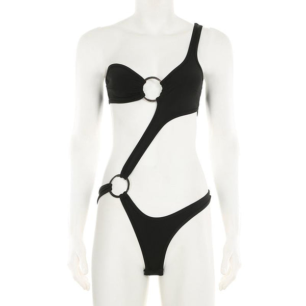 Body irregular con un solo hombro, anillo en forma de O, botones huecos 