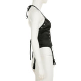Halter self tie v neck backless solid top