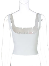 Top camisola sin espalda con estampado "MNIQUE" y cuello cuadrado 