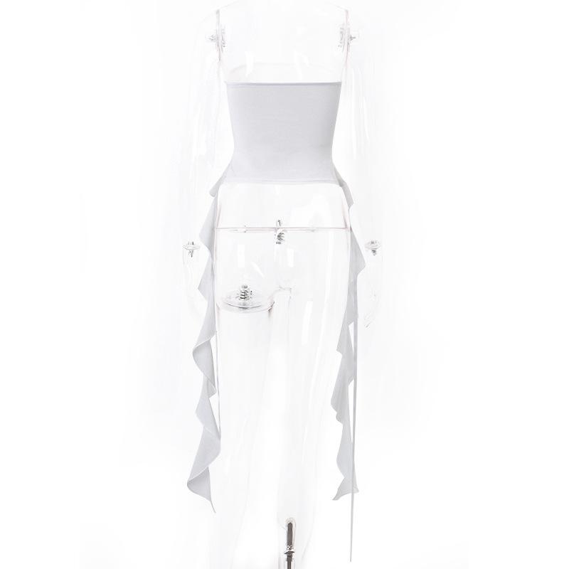Ribbon lace up corset backless tube top