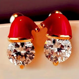 Pendientes con decoración de gorro de Papá Noel con diamantes de imitación